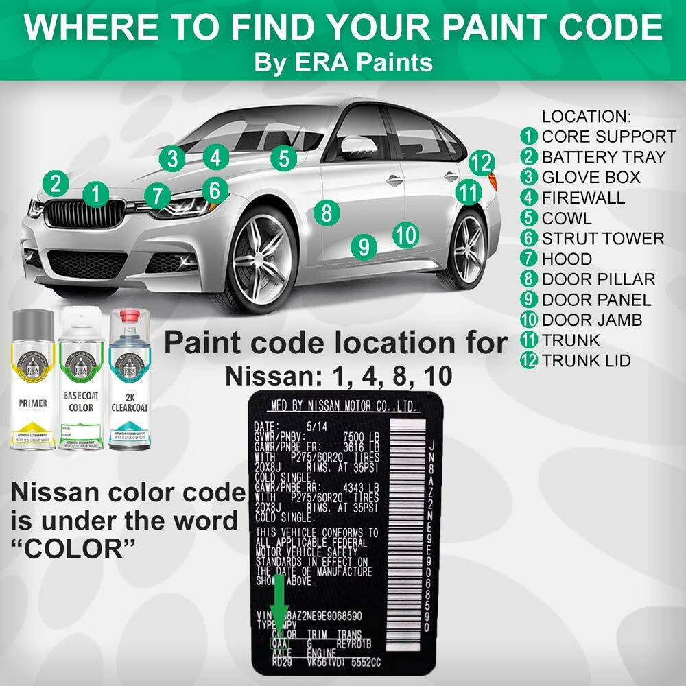 NISSAN Genuine OEM Touch Up Spray Paint with Clearcoat Opt – PICK YOUR COLOR