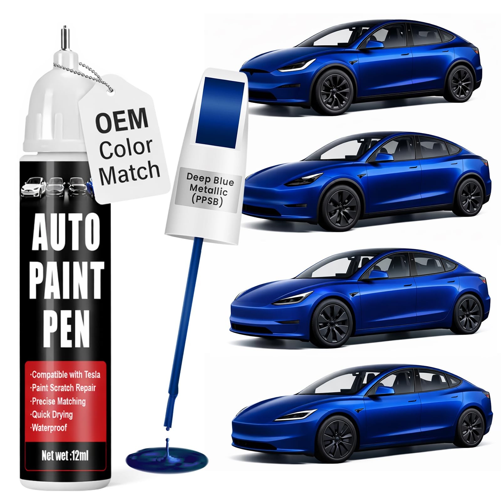 Qnofuit Touch Up Paint for 0.4 Fl Oz (Pack of 1), Deep Blue Metallic(PPSB）