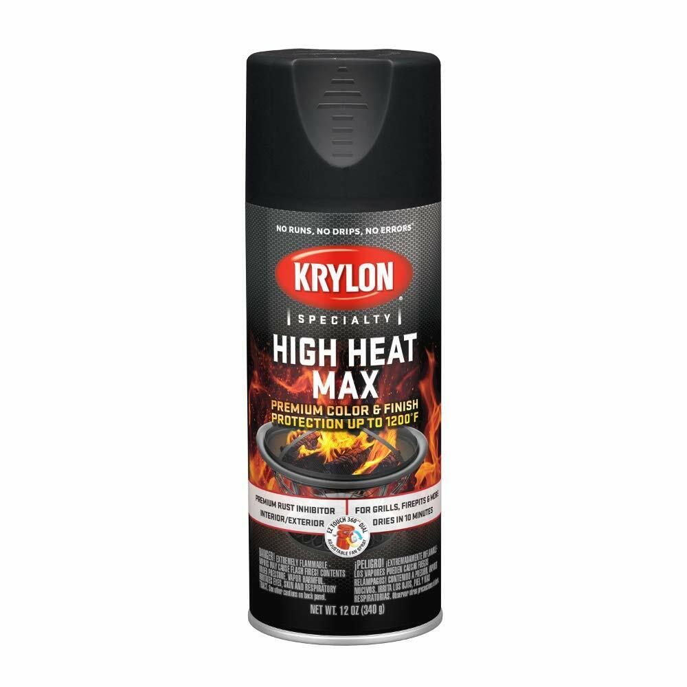 Krylon K01607000 High Heat Max, Black, Gloss, 12 ounce