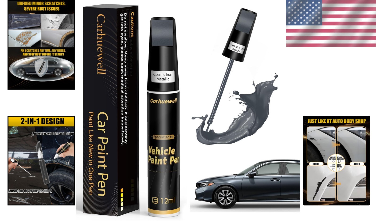 Gray Touch Up Paint Pen – Rust Resistant Automotive Scratch Repair Solution