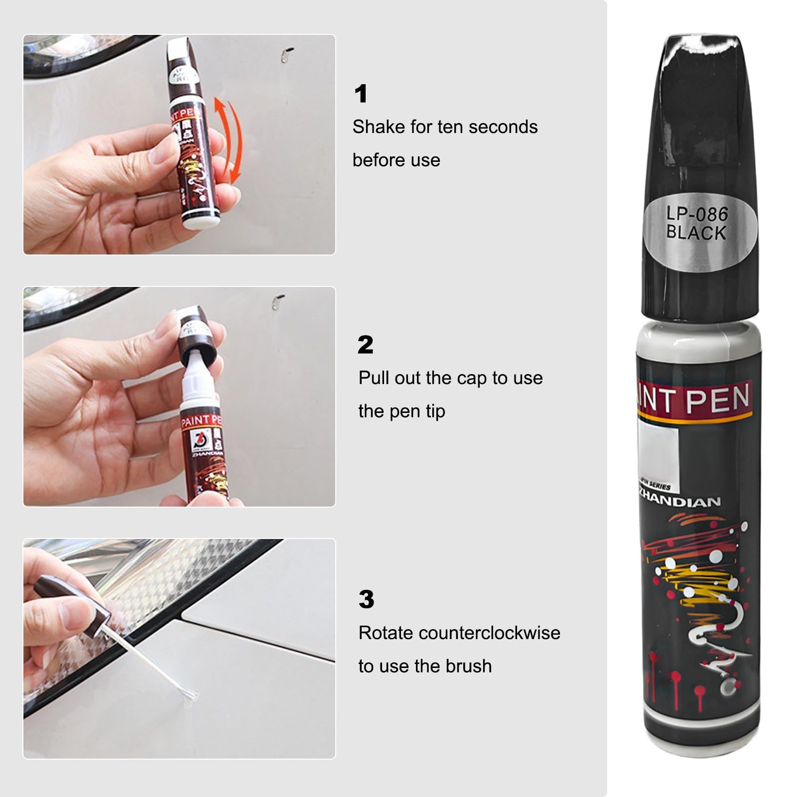 Sbulhia Touch Up Paint for Cars, Two-In-One 1 Count (Pack of 1), Pure Black