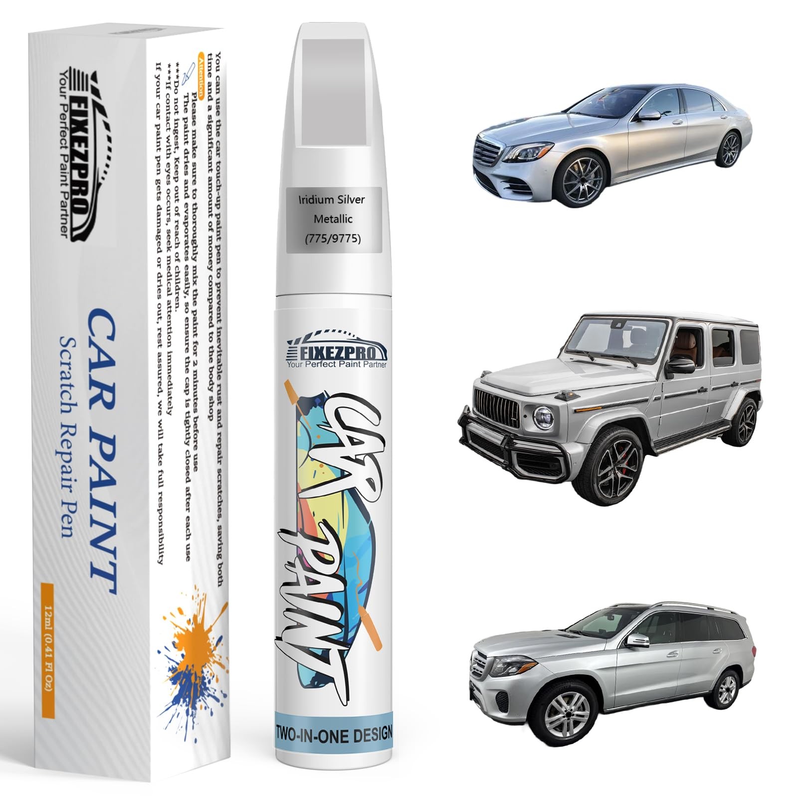 Touch Up Paint Kit For Mercedes 775 9775 Iridium Silver Metallic OEM Match