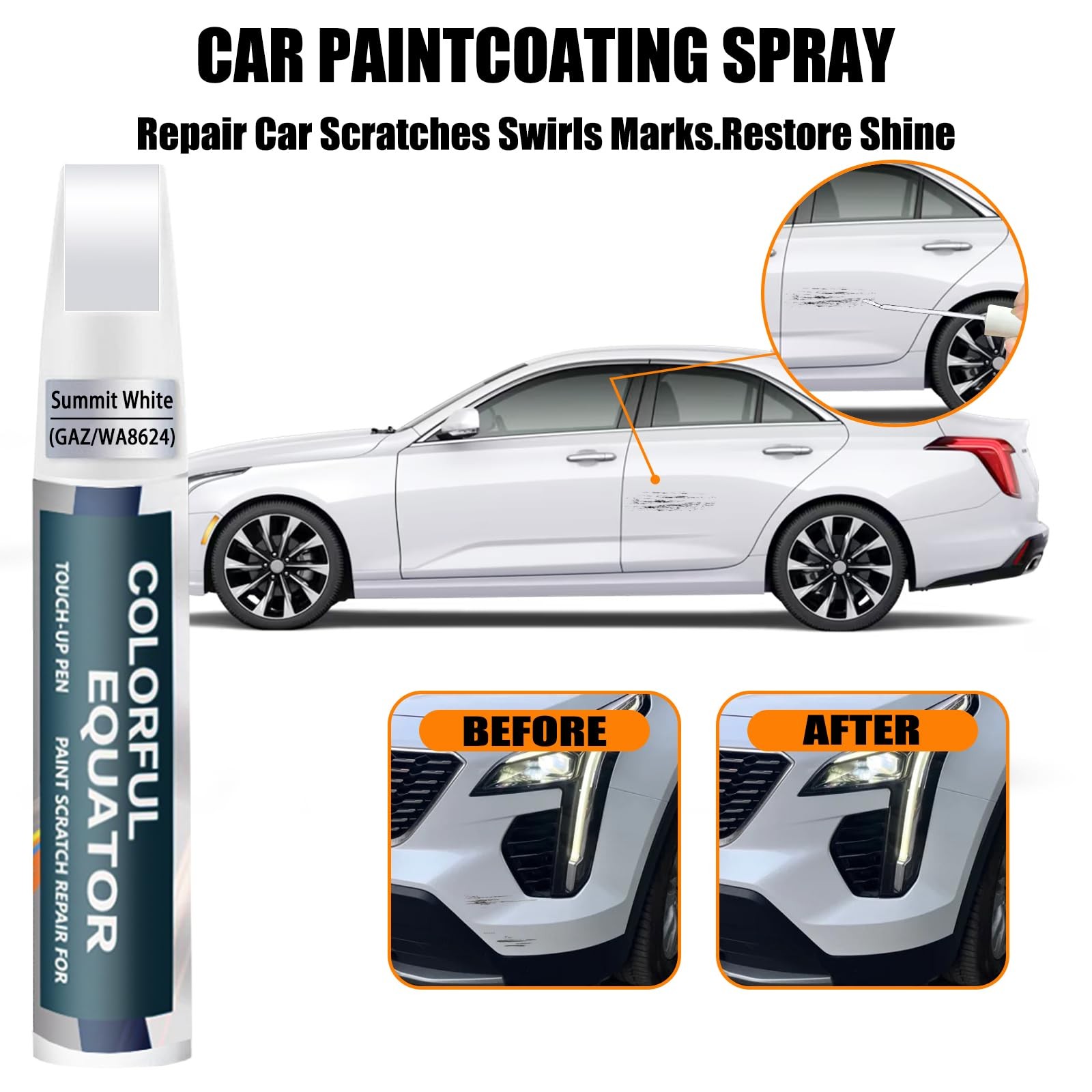 Touch Up Paint Kit For Cadillac GAZ WA8624 Summit White Scratch Repair