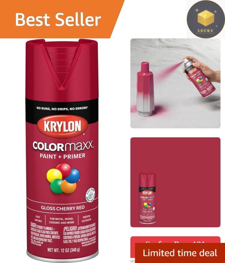 ColorMaxx 12 Oz. Gloss Cherry Red Spray Paint – Fast Dry & Rust Resistant