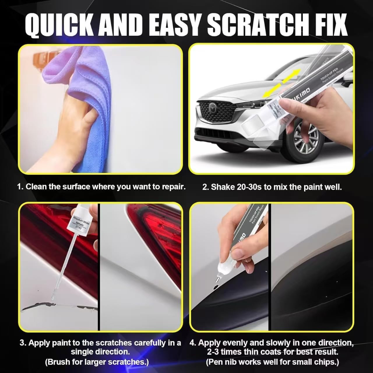 Deep Crystal Blue Mica Touch Up Paint for Mazda Cars with Dual-Head Applicator