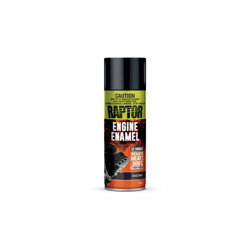UPOL RAPTOR 1K HIGH TEMP ENGINE ENAMEL GLOSS BLACK AEROSOL 363ML