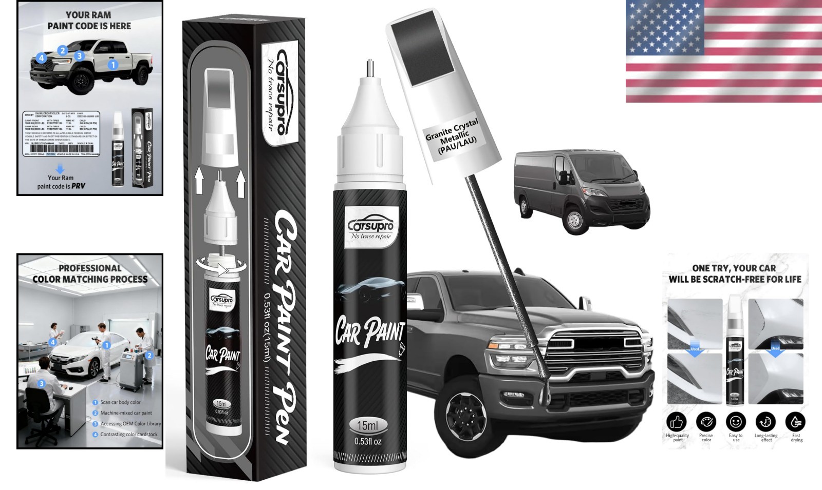 Granite Crystal Metallic Scratch Repair Pen for Ram Vehicles – Easy & Effective