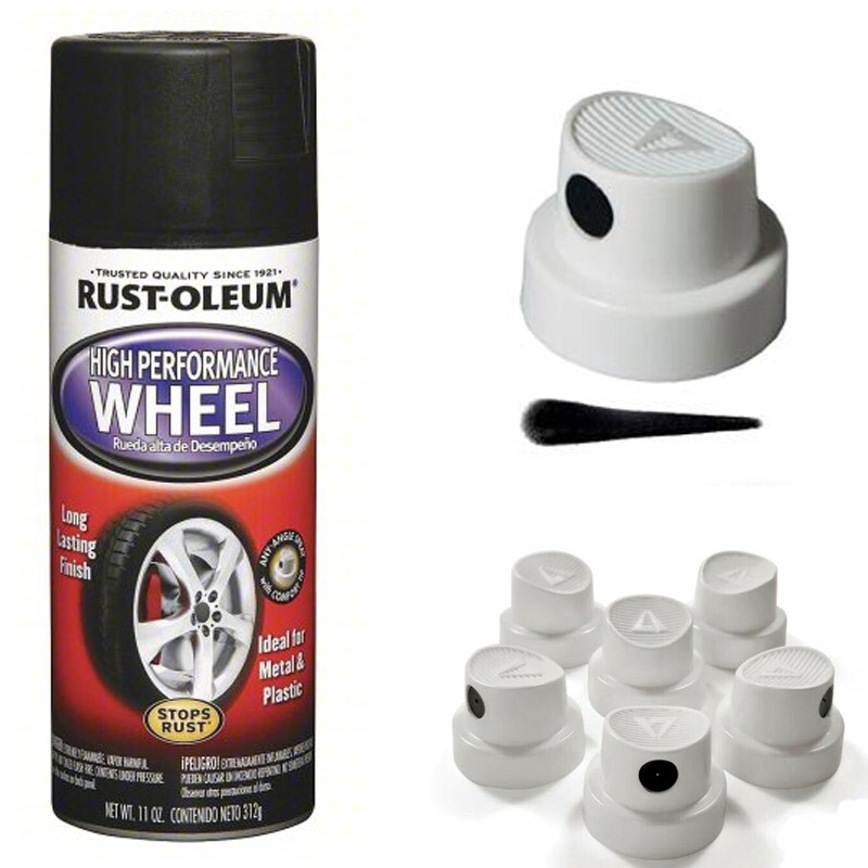5 Spray Paint Caps for Rust-Oleum High Performance Wheel Spray Paint, Black