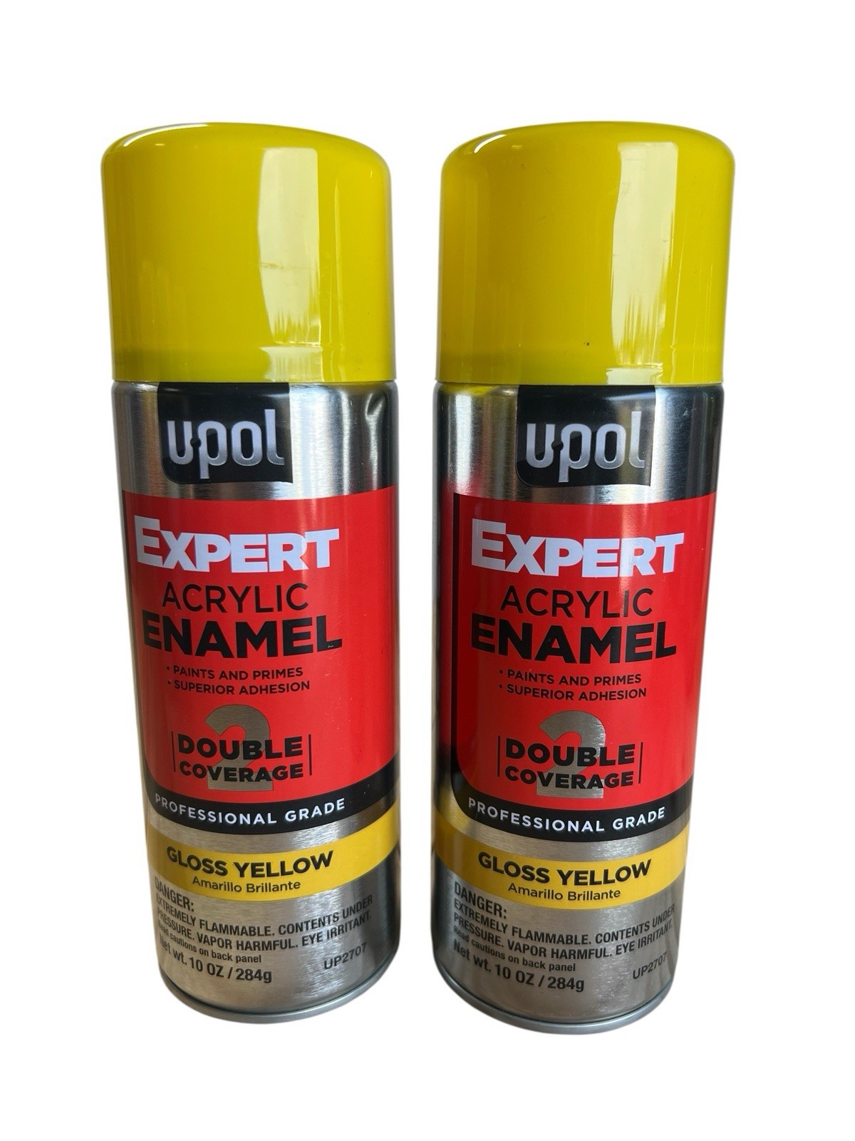 (2) UPOL Premium Gloss Yellow Spray Paint UP2707 Expert Acrylic Enamel 10oz