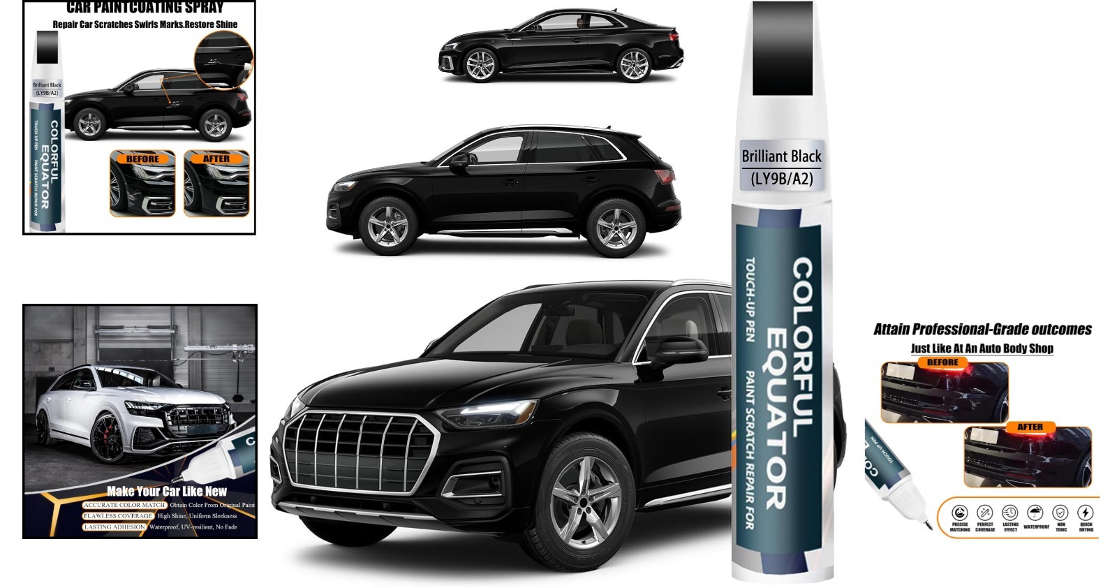 Brilliant Black Audi Touch-Up Paint LY9B/A2 – 0.4 Fl Oz Scratch Repair Pen & …