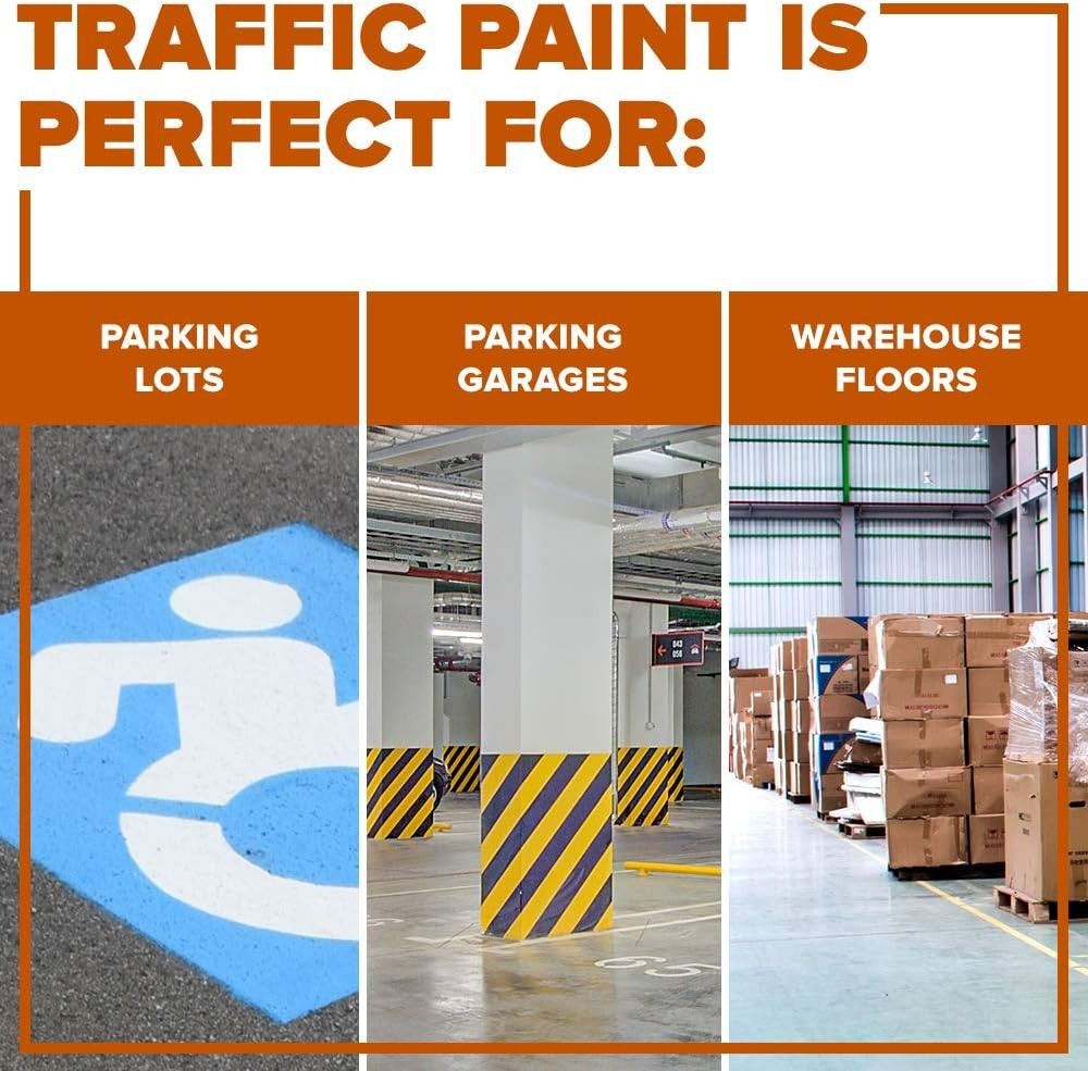 Fast-Drying Reflective Traffic Paint, White, 128 oz^