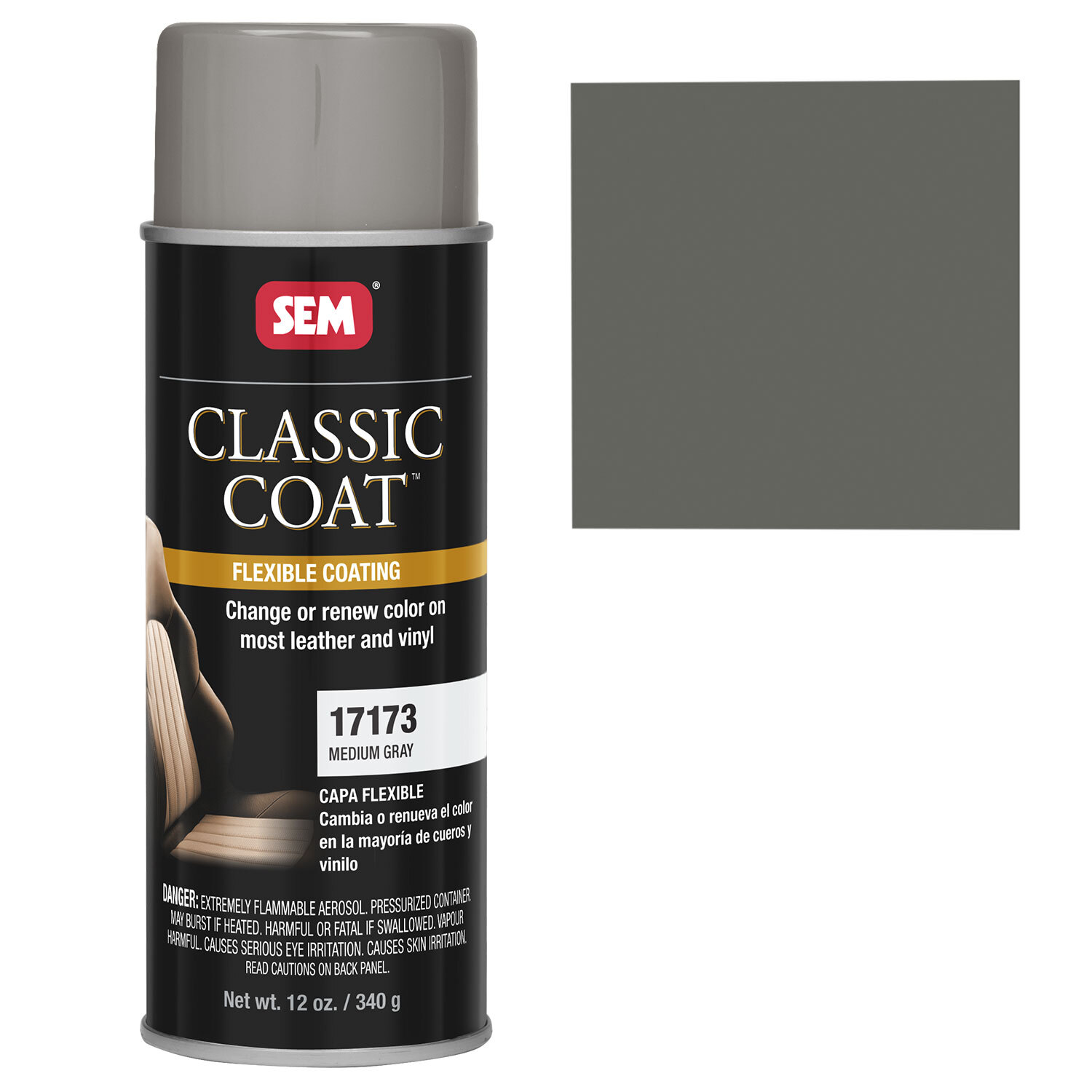 SEM CLASSIC COAT Medium Gray Vinyl Leather Spray Car Paint SEM 17173