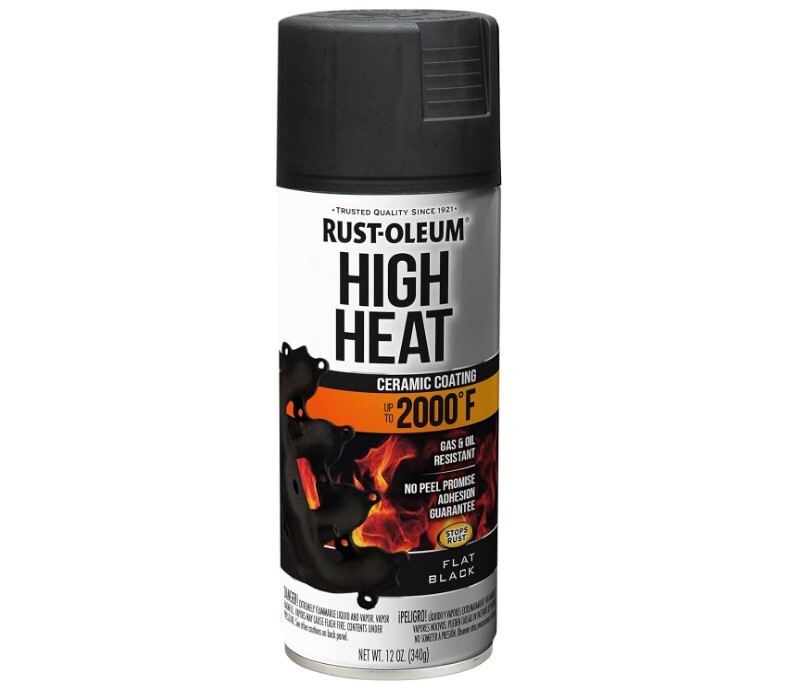 RustOleum Automotive High Heat 2000 Degree Spray Paint, Flat Black, 12 Ounce