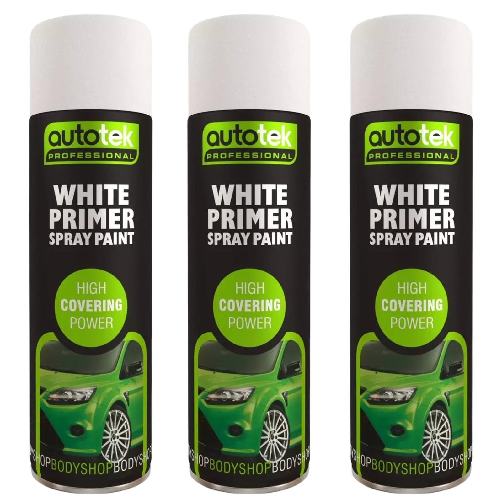 AutoTek White Primer Multi-Purpose Aerosol Spray Paint 500ml x3