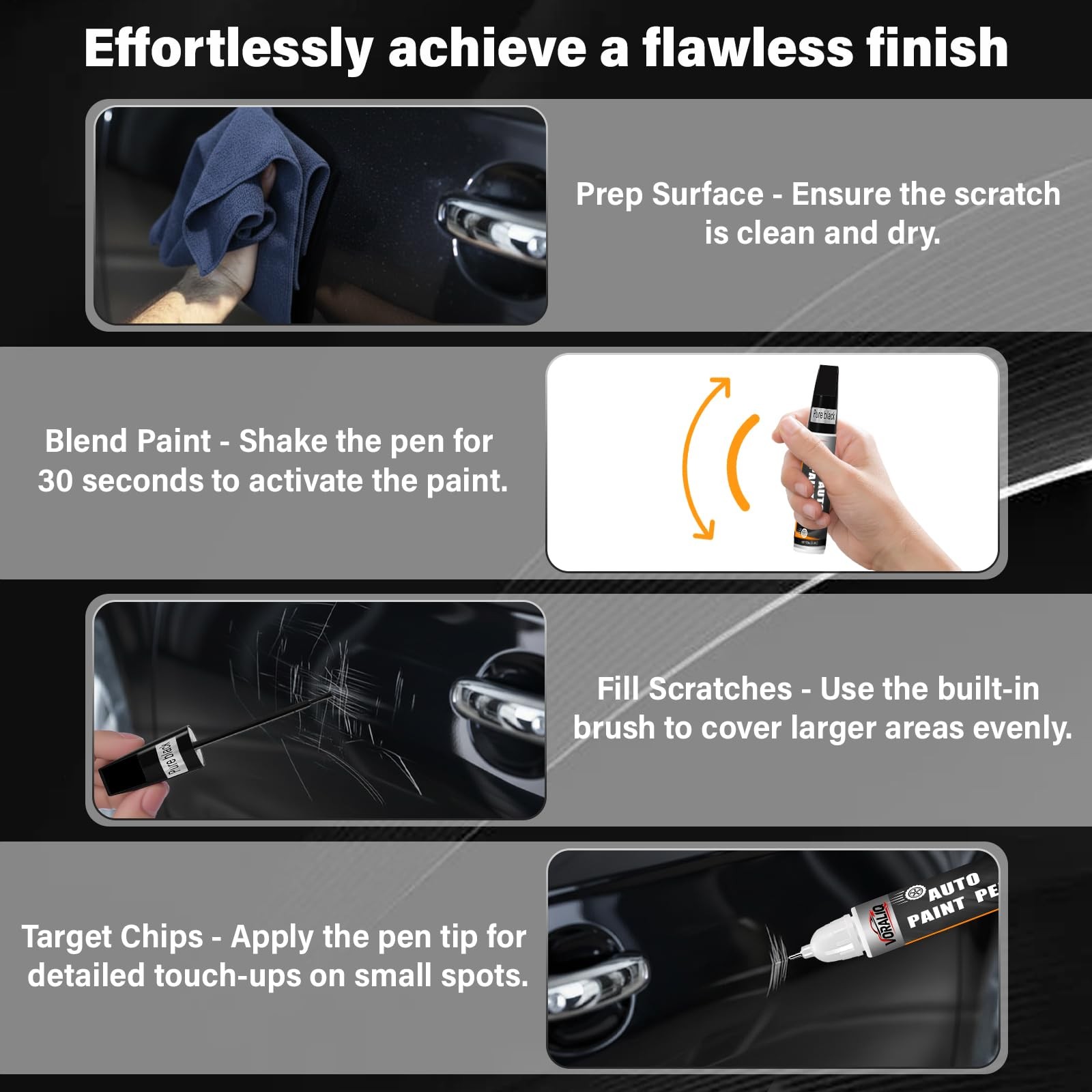 Touch Up Paint for Cars, 3-Pack – Black Car 0.4 Fl Oz (Pack of 3), Pure