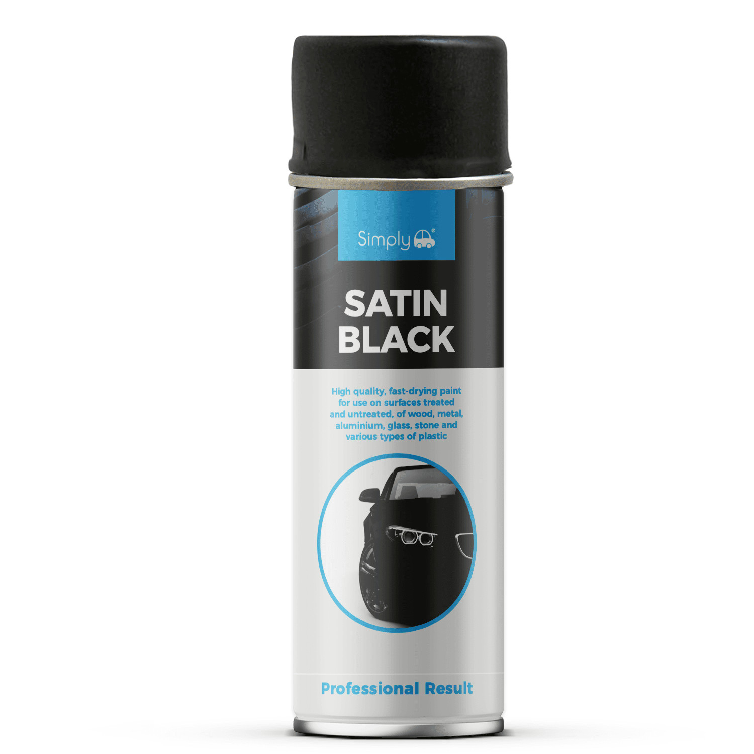 4 x 500ml SIMPLY Car Spray Paint Aerosol Cans Professional SATIN BLACK SP-034+M