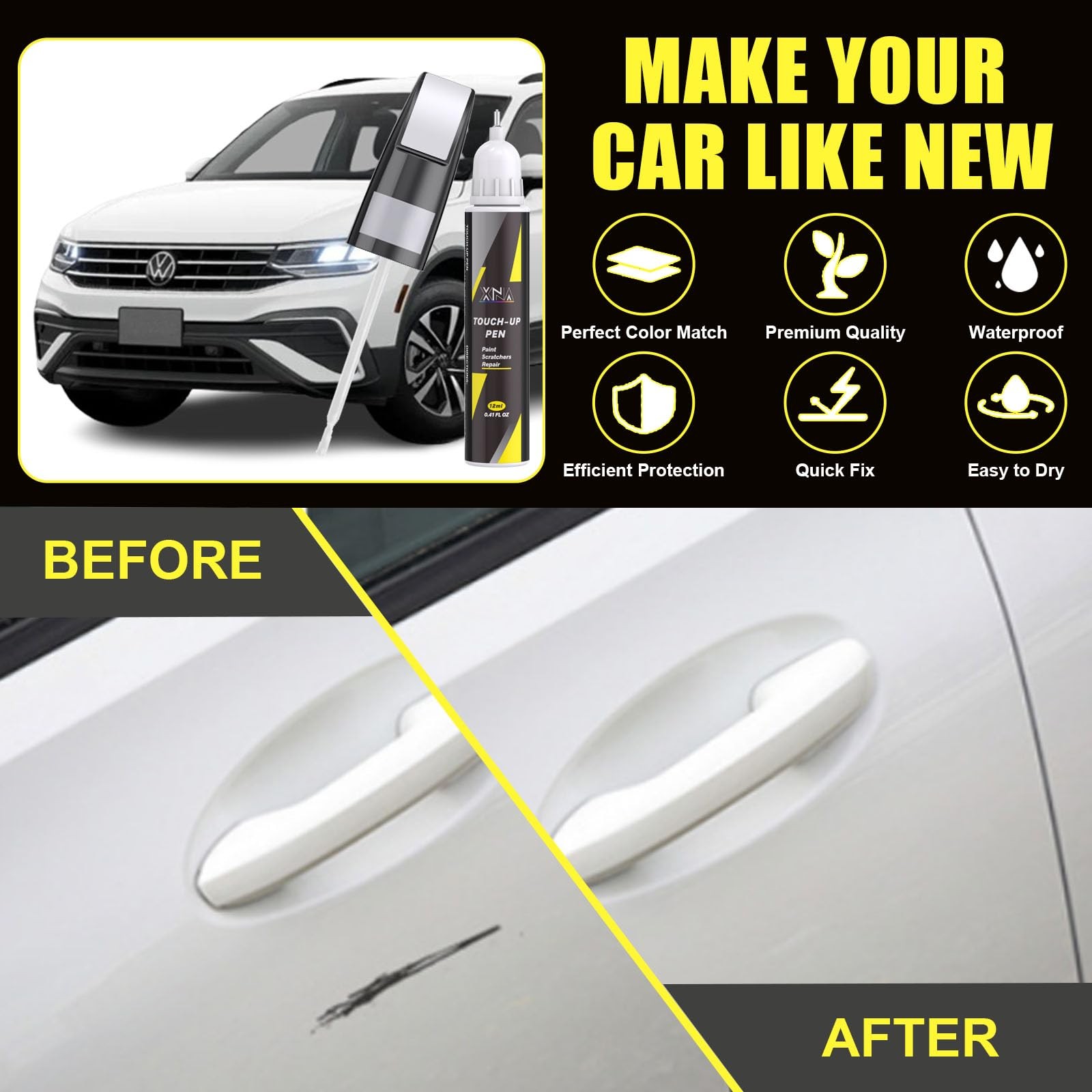 0.41 Fl Oz (Pack of 1), Candy White(LB9A/B4) for 2009-2014 Tiguan/2002-2014…