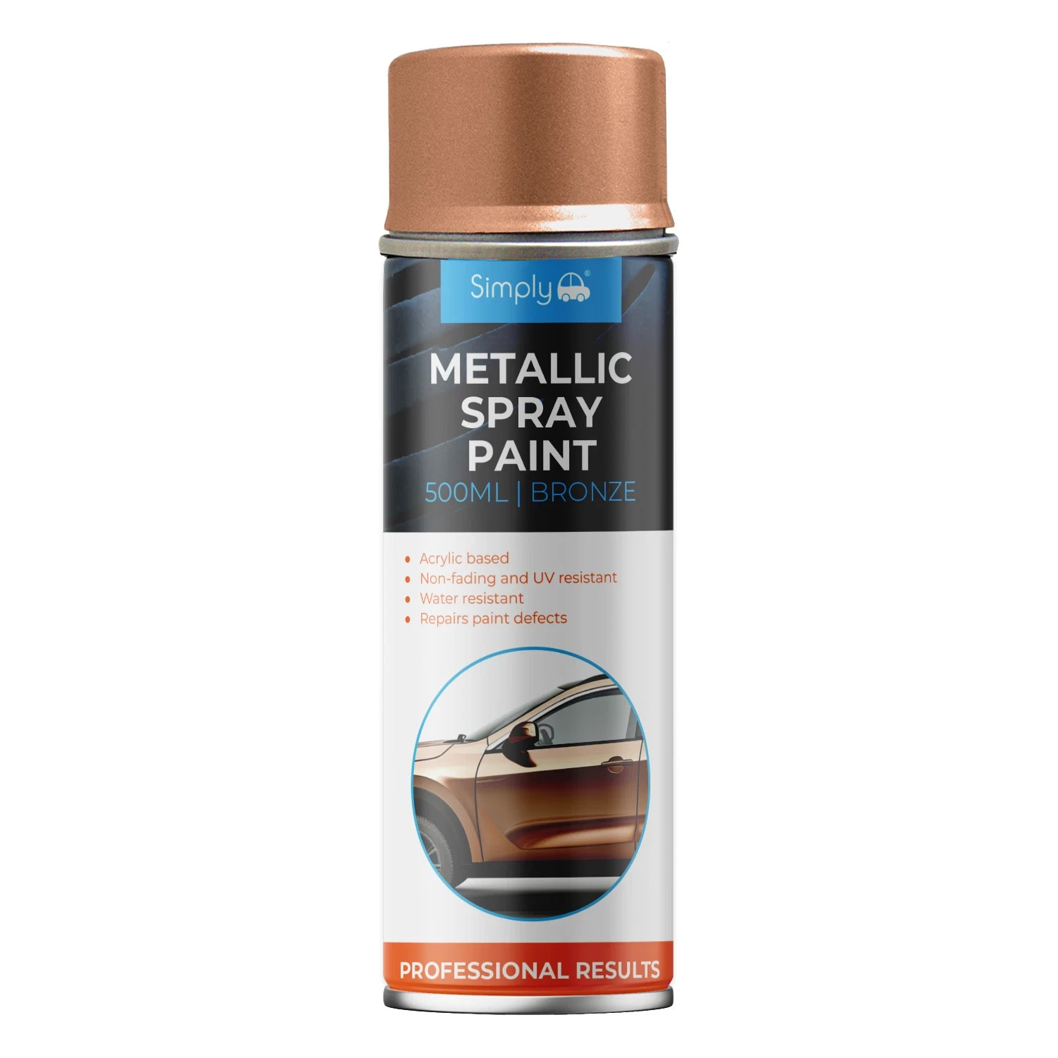 Metallic Bronze Spray Paint Fast-Drying Multi-Purpose 500ml Simply Auto