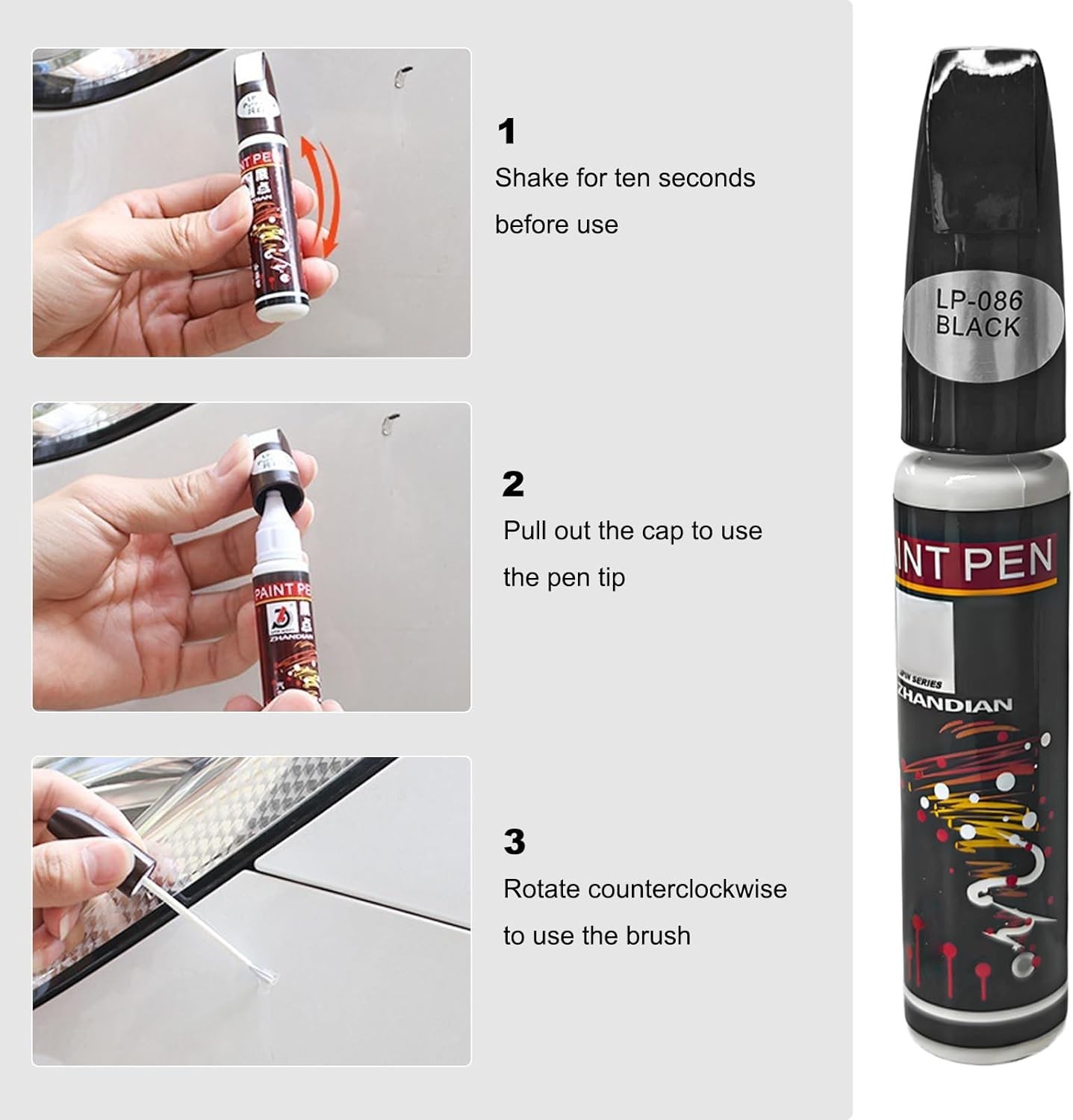 Automotive Touch Up Paint Pen Compatible With Car Model 12ml Pure Black