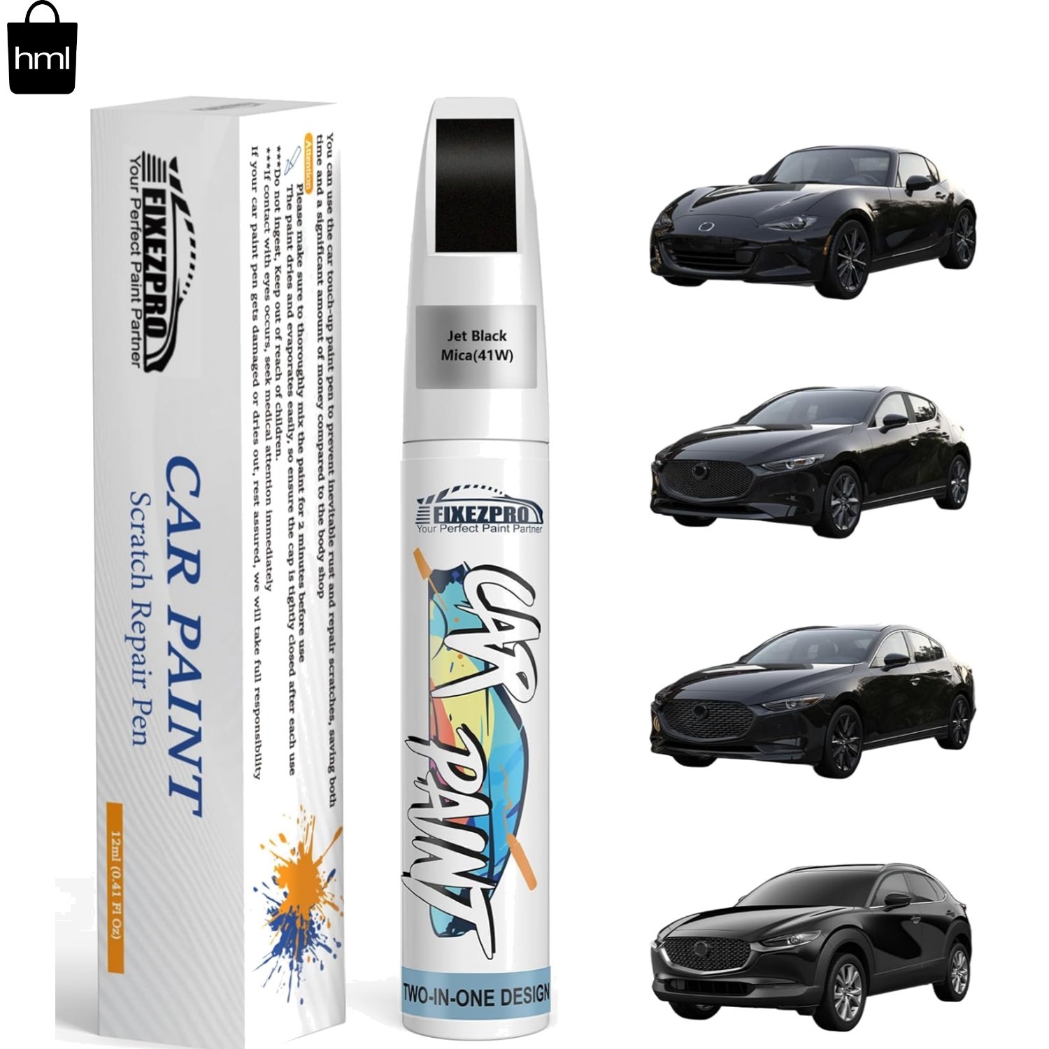 Fast-Drying 41W Jet Black Mica Repair Paint for Mazda – Rust & Scratch Resistant