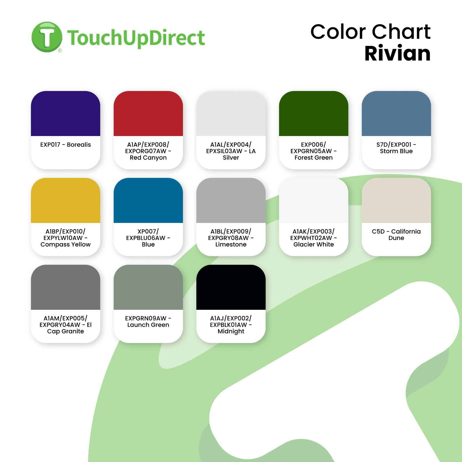 Rivian Touch Up Paint by TouchUpDirect – Brush or Spray Paint – Choose A Color