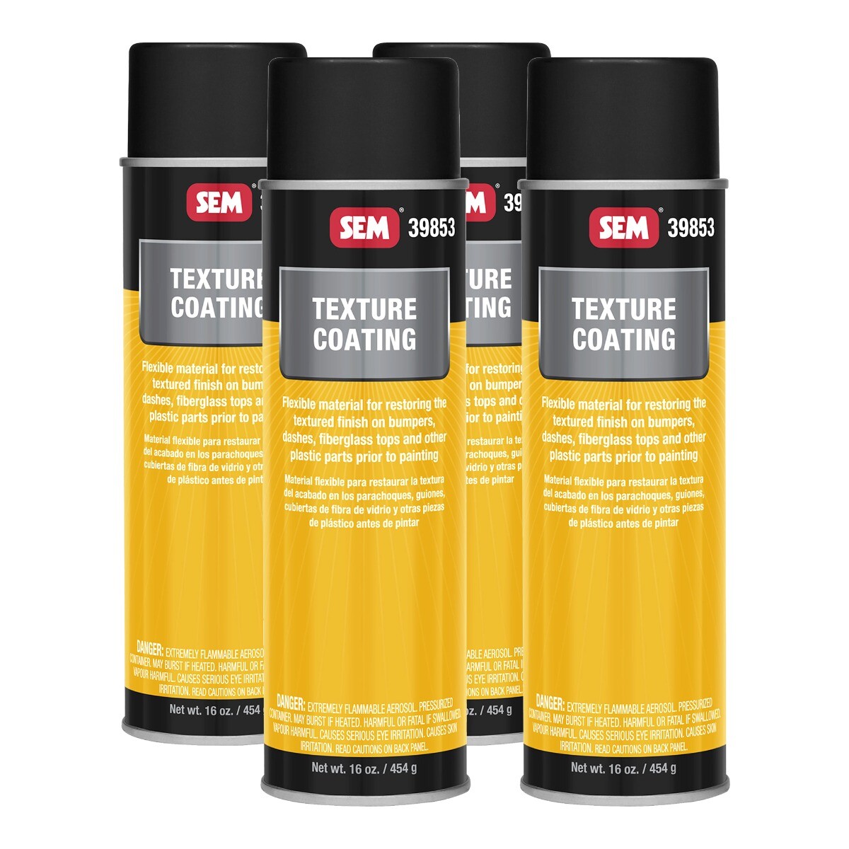 SEM 39853 Black Bumper Dashboard Plastic Spray Texture Coating 16 oz (4 Pack)