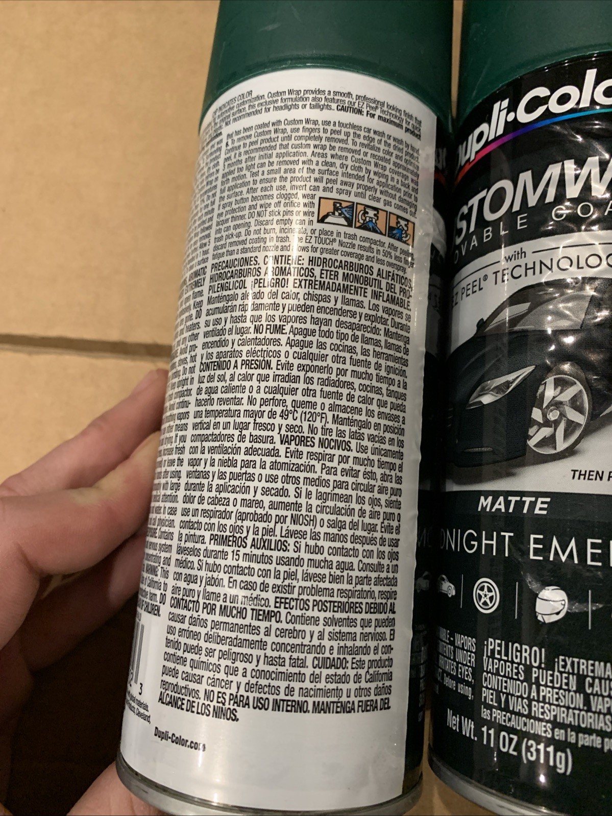 2 Cans Dupli-Color Custom Wrap Removable Coating Ez Peel Matte Midnight Emerald
