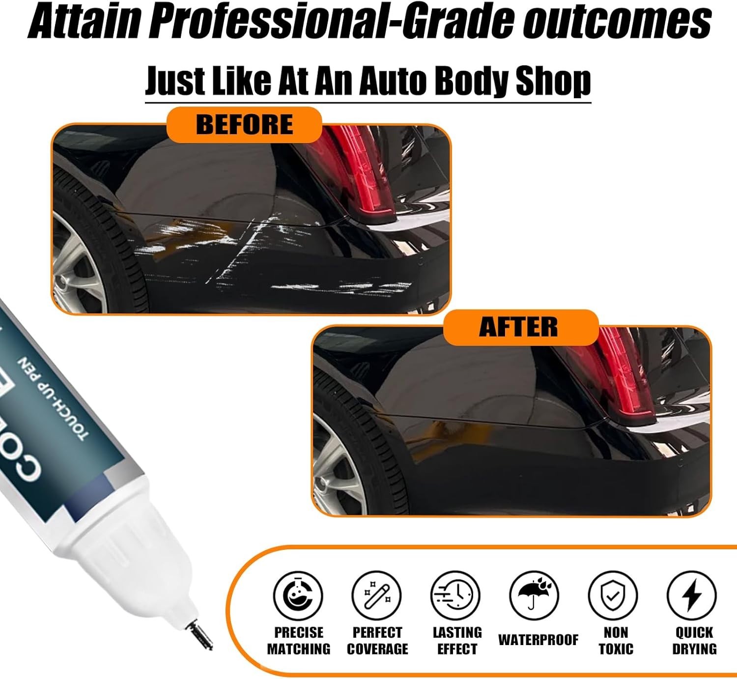 Black Raven(GBA/WA8555) Touch Up Paint Compatible with Cadillac, Car Paint Pen S