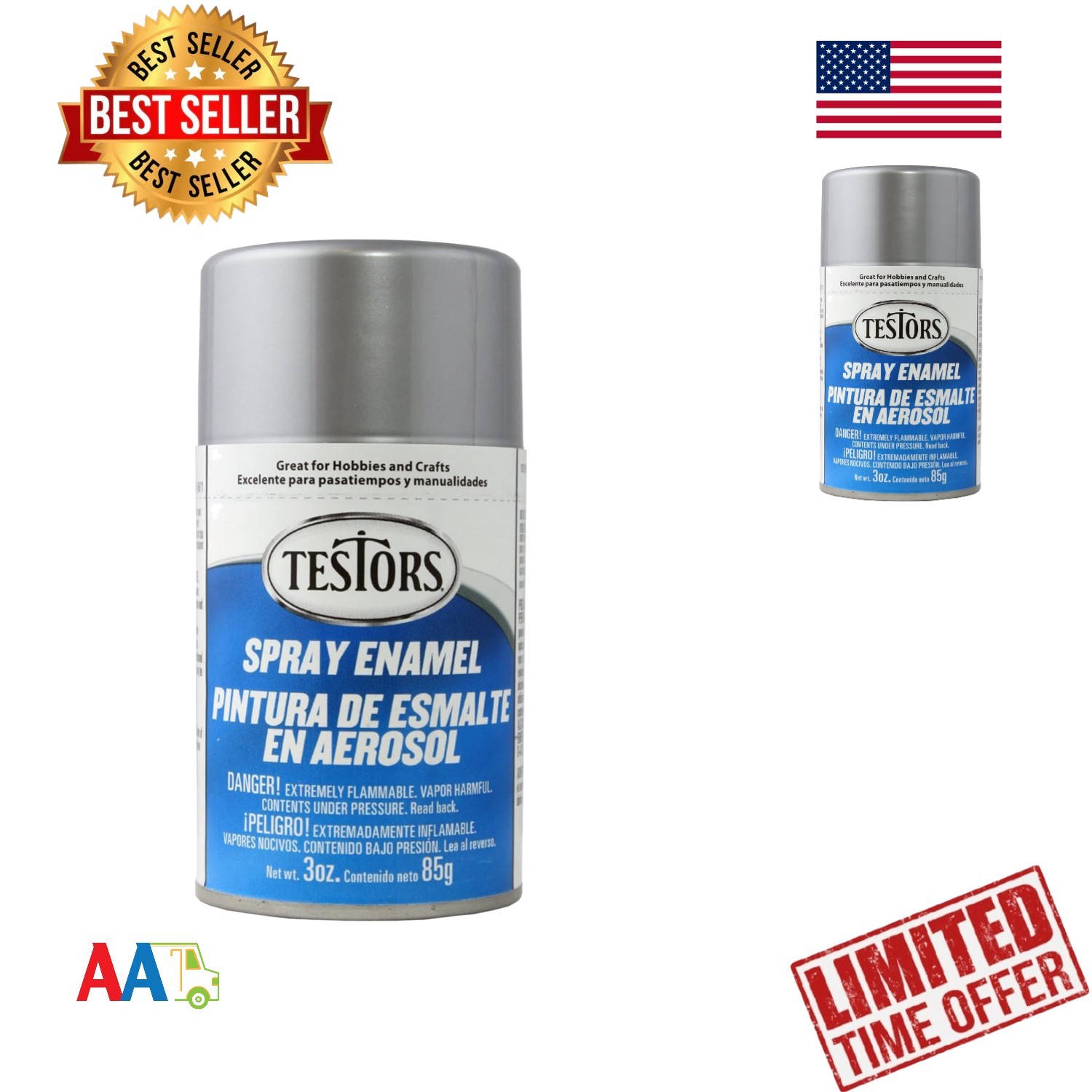 Spray Enamel Metallic Silver 3oz Aerosol – Interior/Exterior Use