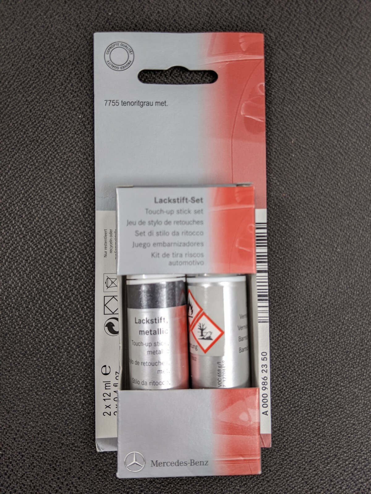 Genuine OEM Mercedes Benz 2 Part Touch Up Paint – 755 Tenorite Grey