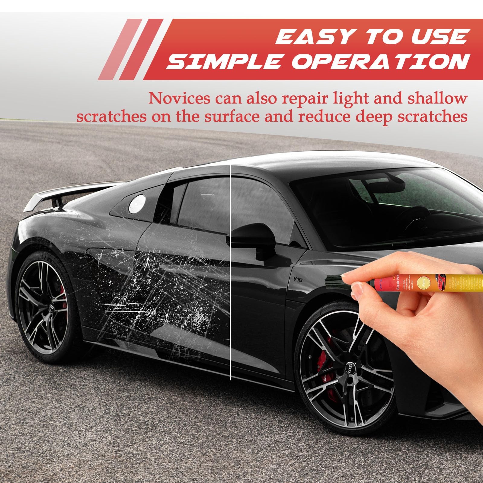 3PCS Car Scratch Repair Pen, Weatherproof Touch 0.33 Ounce (Pack of 3), black