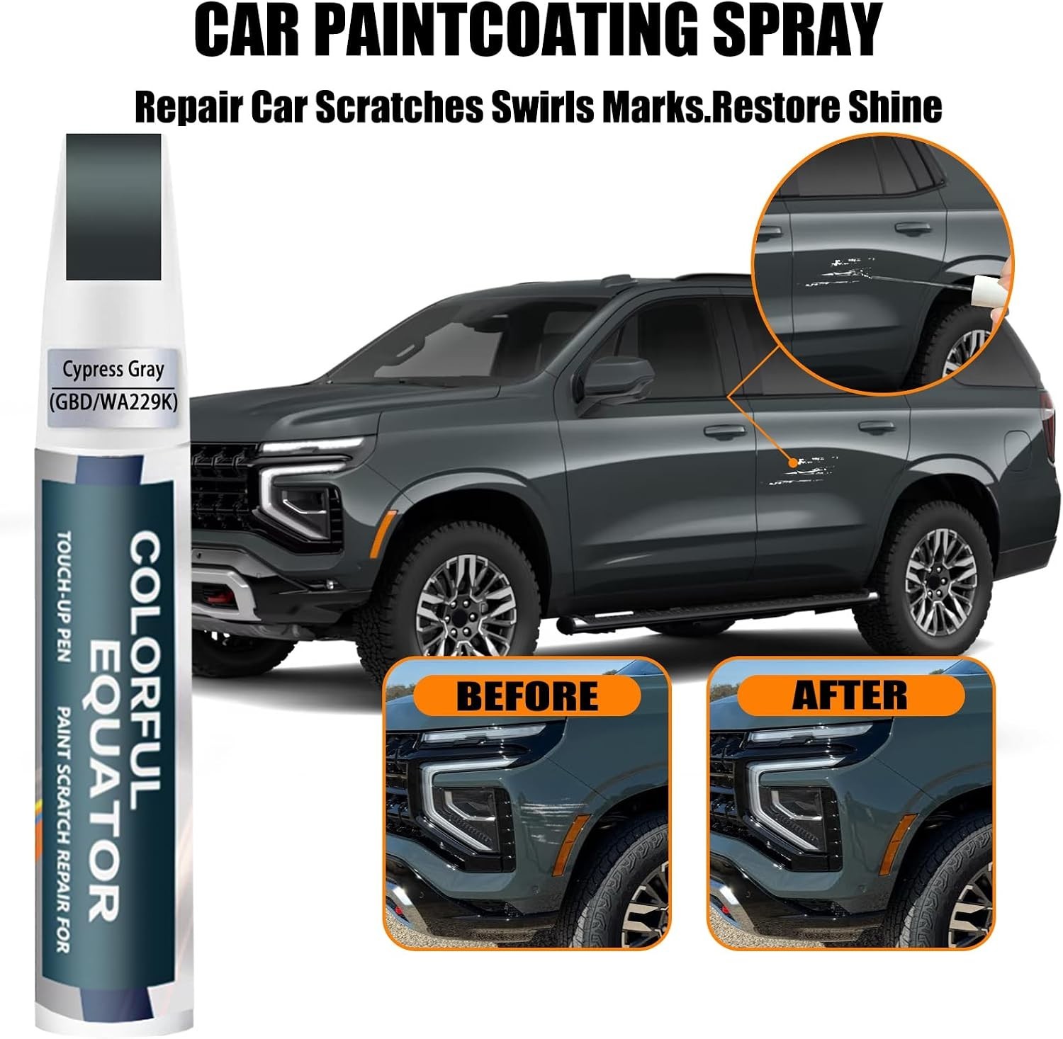 Cypress Gray(GBD/WA229K) Touch Up Paint Compatible with Chevrolet, Car Paint Pen