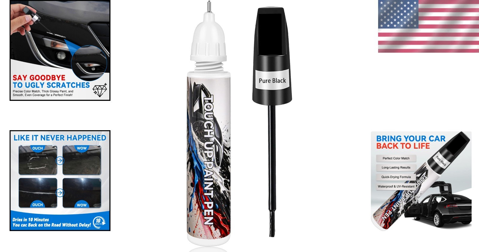 Fast Drying Black Car Paint Scratch Repair Pen – 0.4 Fl Oz for Seamless Fixes