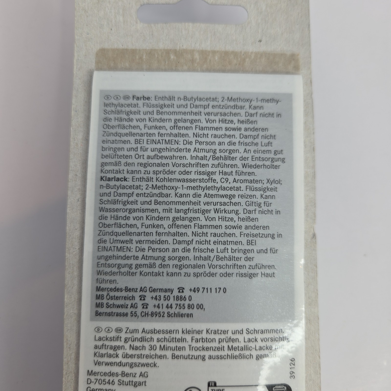 Mercedes-Benz Genuine Touch-Up Paint Stick 9960 Alabasterweiss Color 12ml 0.4