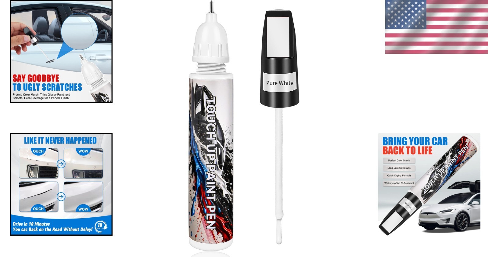 2-in-1 Touch Up Paint for Cars – Professional White Paint Pen for All Vehicles