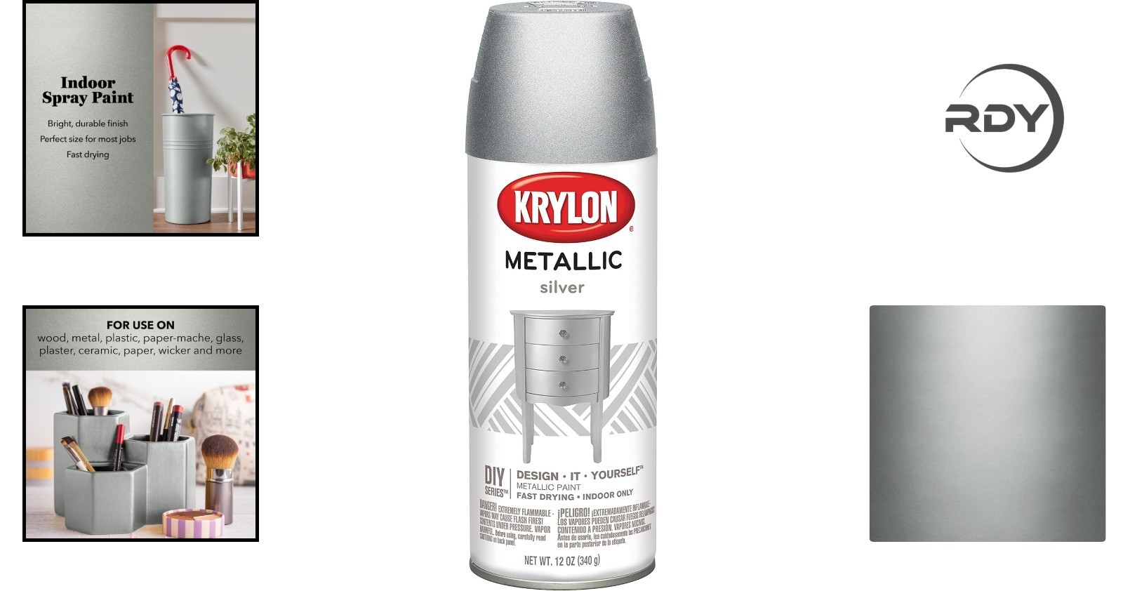 Brilliant 11oz Silver Metallic Aerosol Spray Paint – Fast Drying Gloss Finish