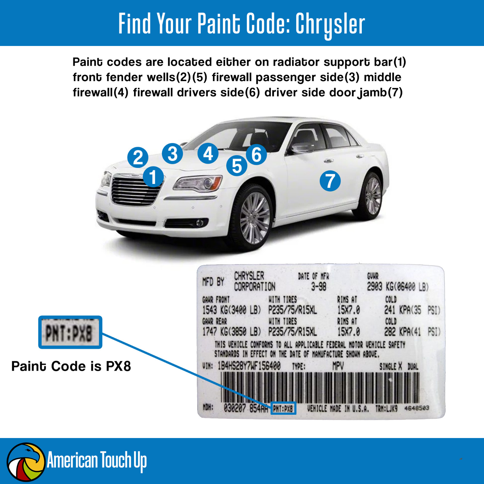 CHRYSLER – OEM Automotive Touch Up Paint Pen & Pen Kits *SELECT YOUR COLOR CODE*