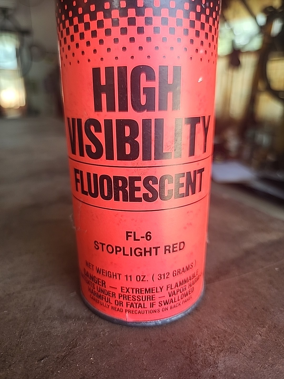 PlastiKote Vtg FL-6 Stoplight Red 11oz Spray Paint Can Paper Label NOS