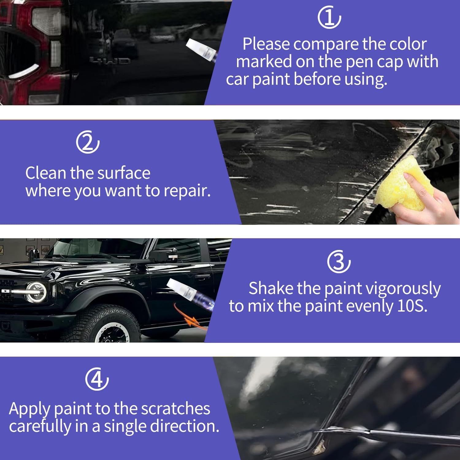 Touch Up Paint Kit For Ford UM Agate Black Metallic Scratch Repair Match