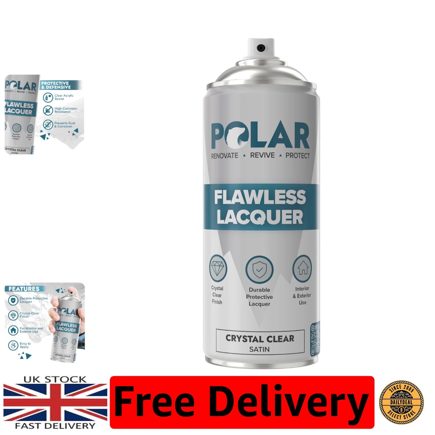 UV Resistant Clear Lacquer Spray – 400ml for Wood, Metal, Plastic & Ceramic