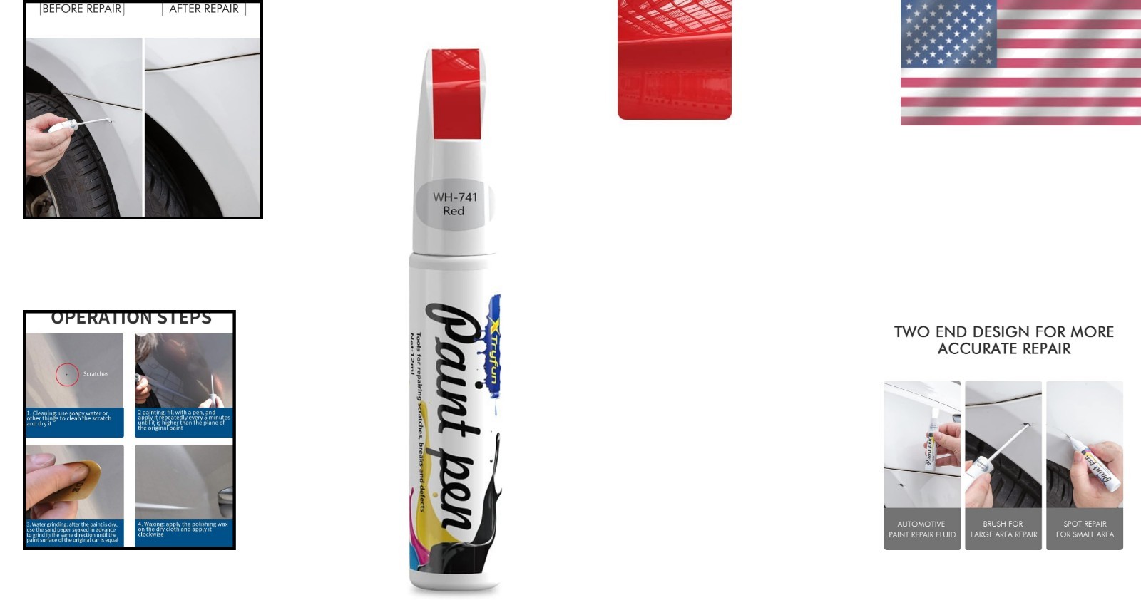 Touch Up Paint Pen for Cars – Waterproof Red Scratch Repair 1.69 Fl Oz
