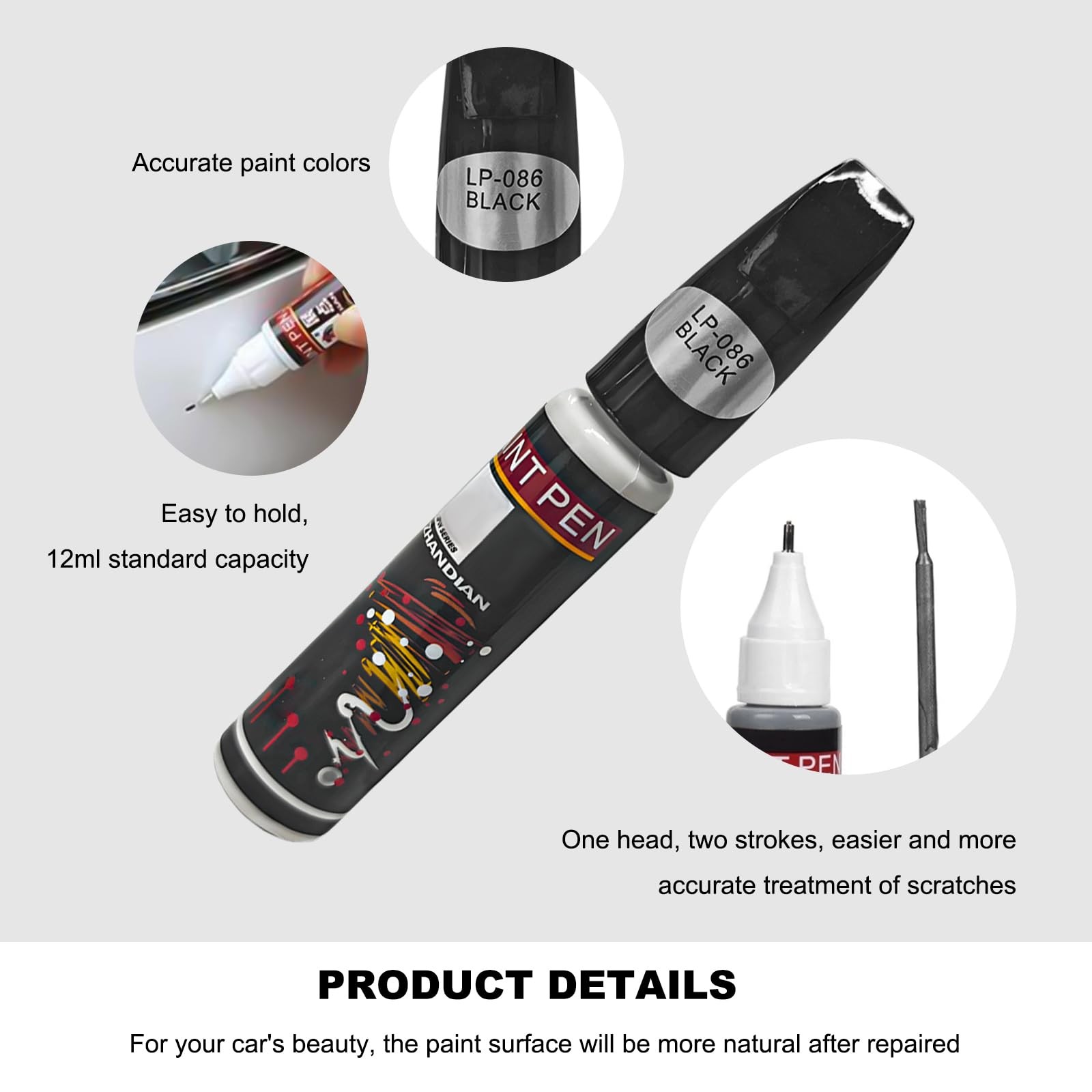 Sbulhia Touch Up Paint for Cars, Two-In-One 1 Count (Pack of 1), Pure Black