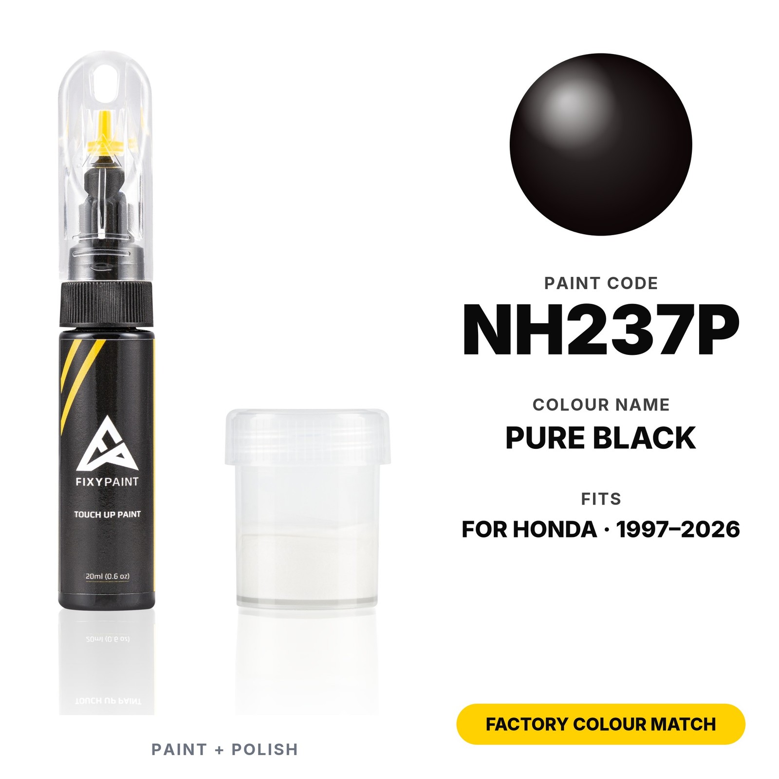 Touch Up Paint For Honda NH237P Pure Black Set Factory Colour Match
