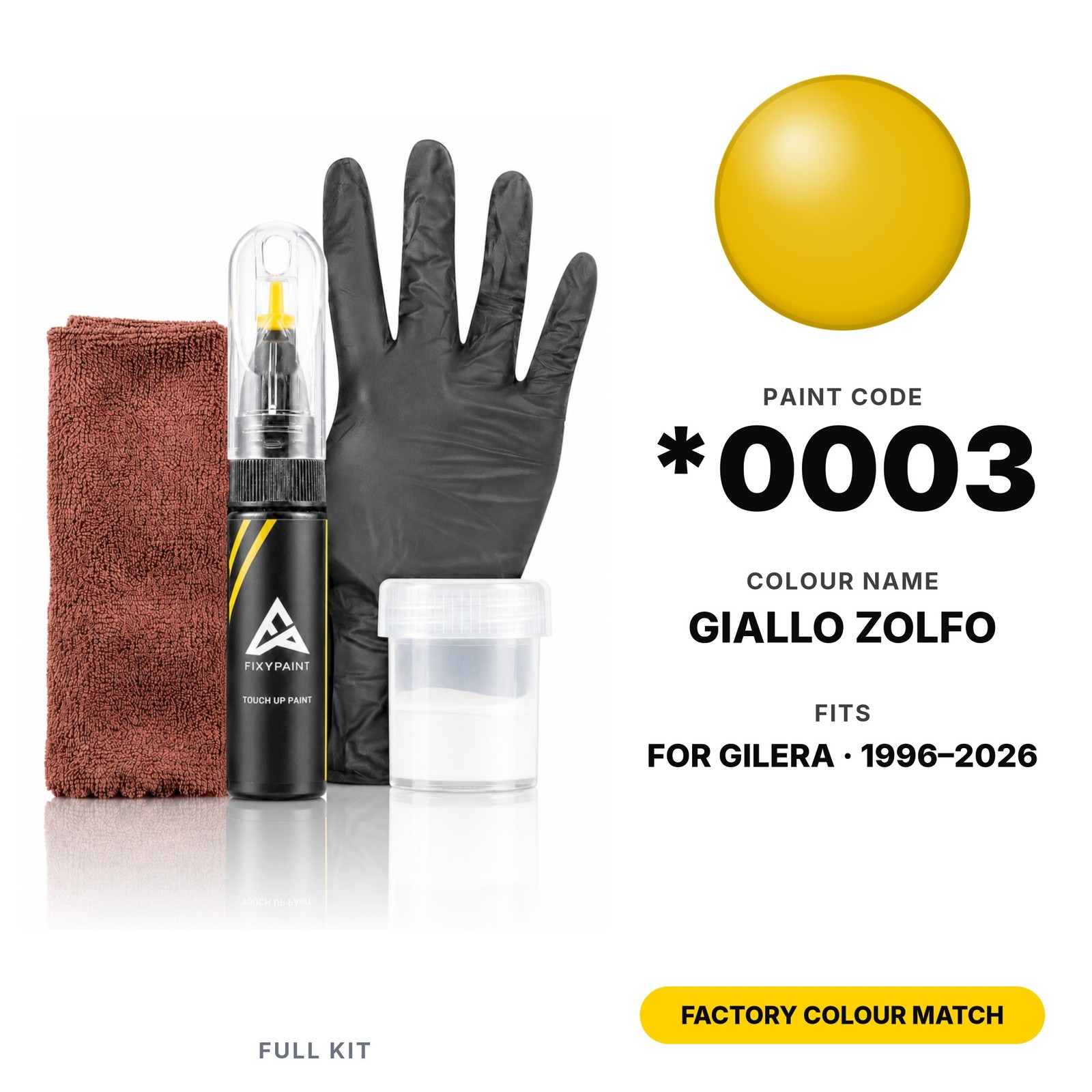 Touch Up Paint For Gilera *0003 Giallo Zolfo Full Kit Original Colour Touch Up