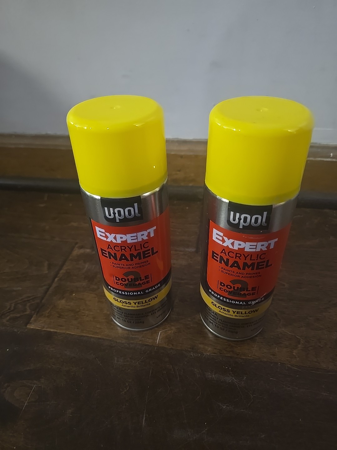 2x UPOL PREMIUM GLOSS YELLOW SPRAY PAINT UP2707 EXPERT ACRYLIC ENAMEL 10oz