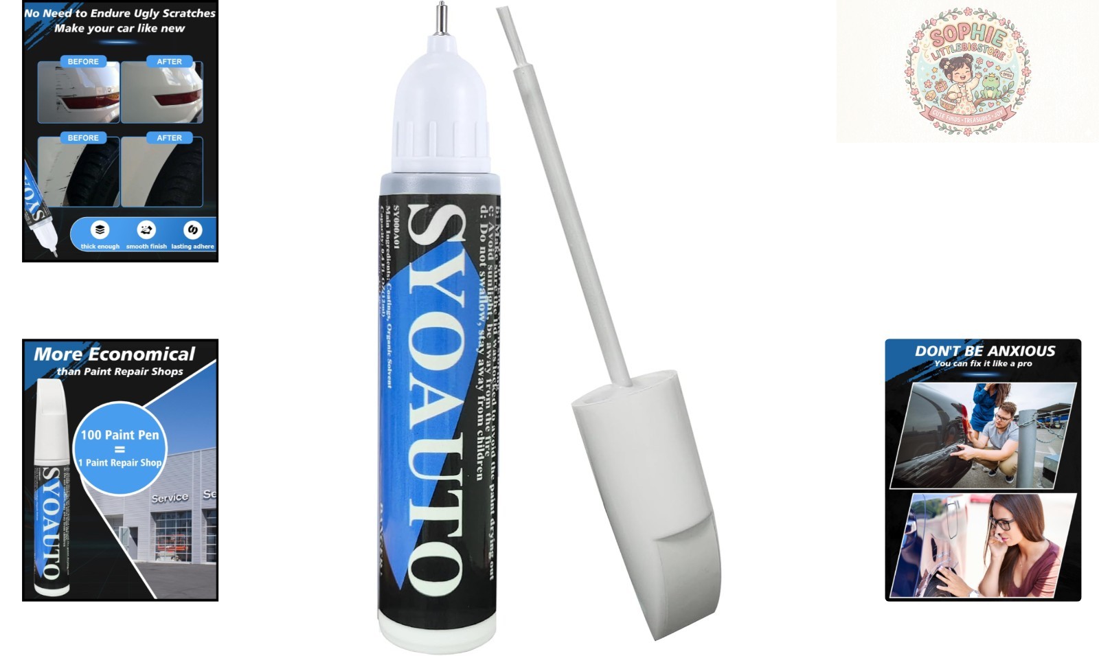 Rust-Resistant White Car Touch Up Paint – Quick Drying 2-in-1 Repair Tool 0.4 oz