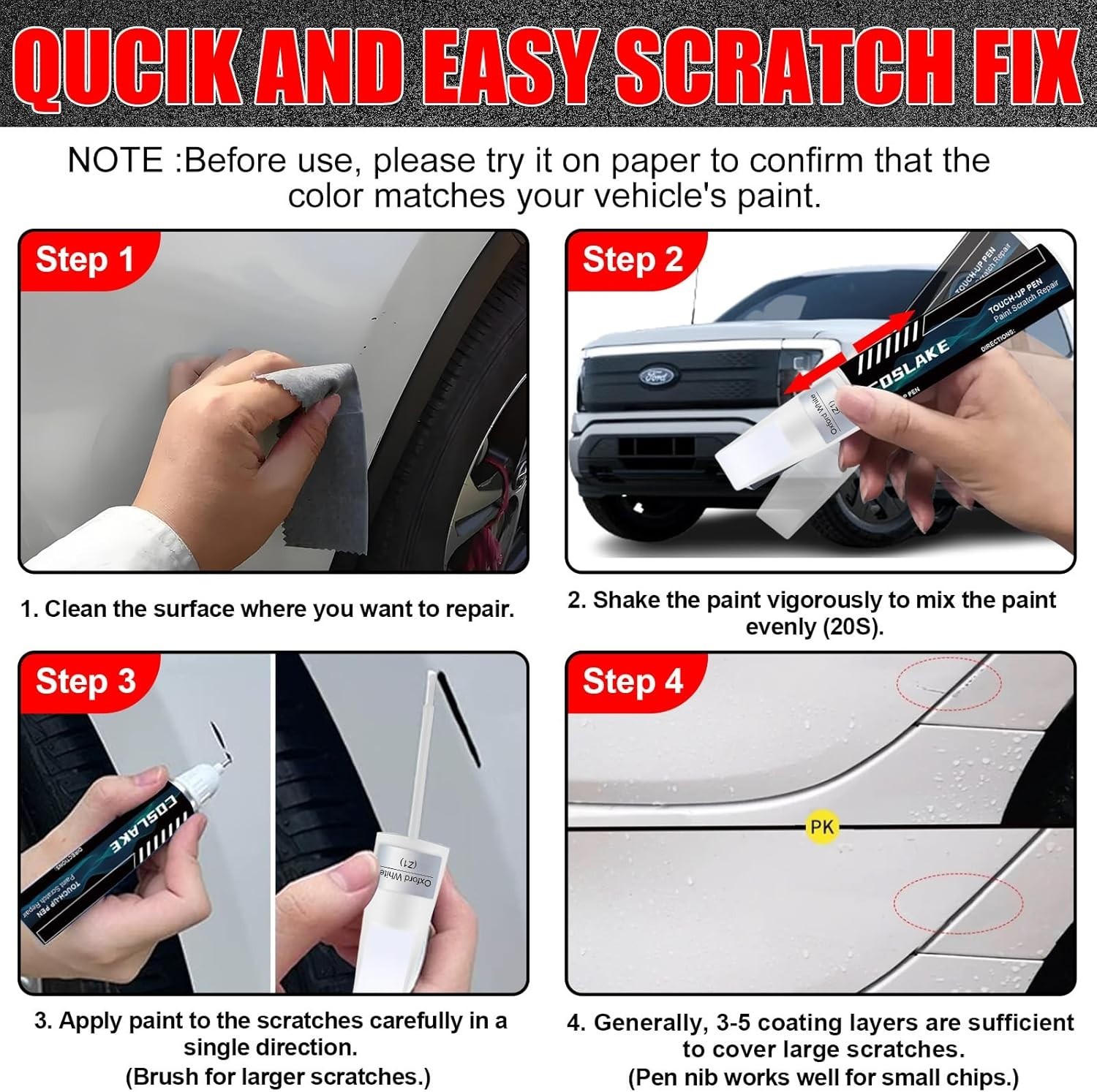 Ford Hot Pepper Red Metallic Touch Up Paint – 12ml Scratch Repair Kit