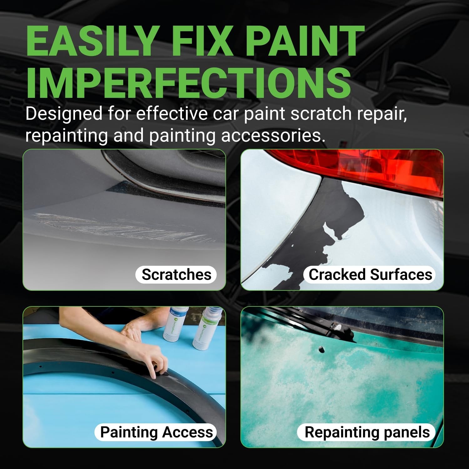 Car Paint Touch Up Spray Kit – Ingot Silver Metallic, Scratch Repair, Clearcoat,
