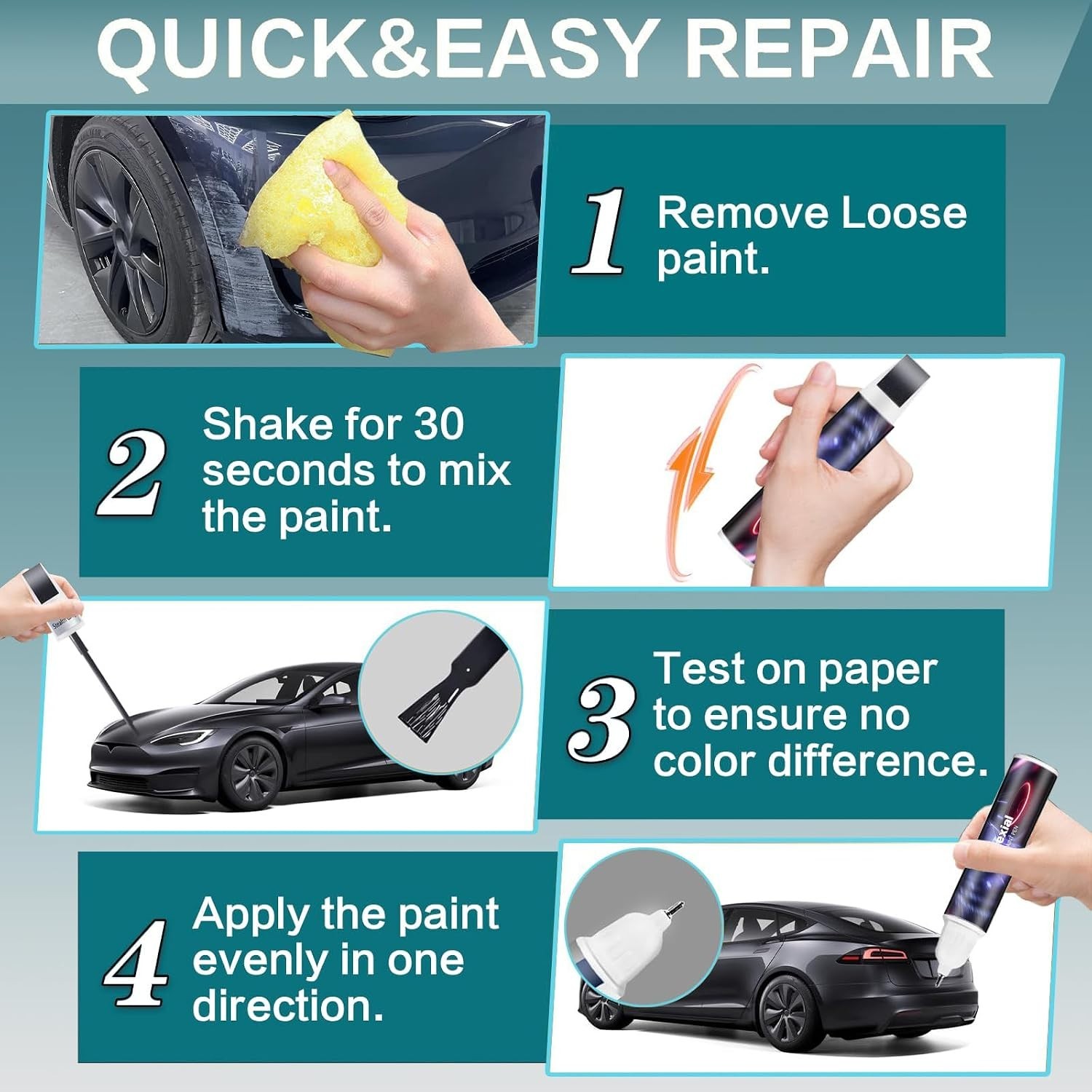 Touch up Paint Kit for Tesla Model Y/3/X/S Stealth Grey DIY Repair Kit Chips Nic