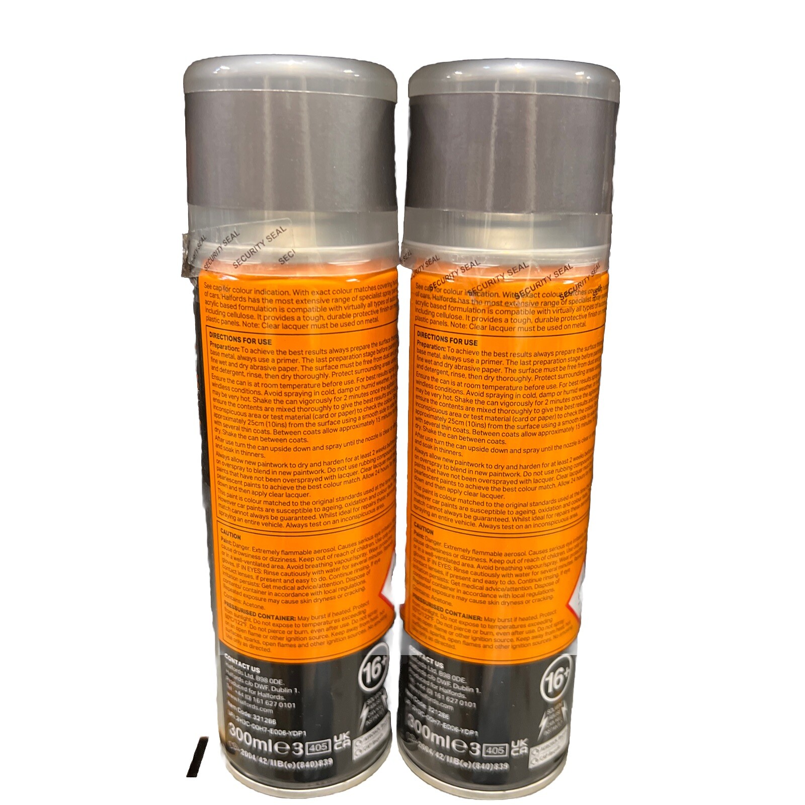 LAND ROVER STORNOWAY GREY IV METALLIC SPRAY PAINT 300ML CANS HALFORDS x 2